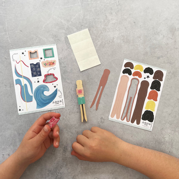 make your own surfer peg doll - sustainable craft kit - cotton twist