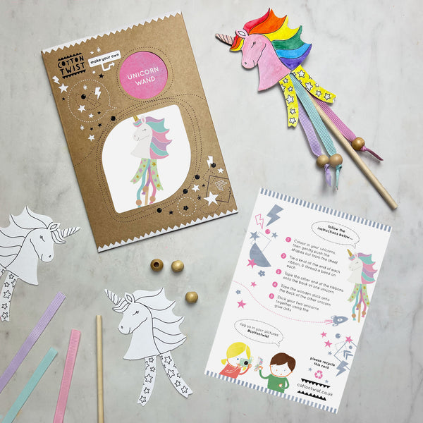 make your own unicorn wand sustainable craft kit cotton twist