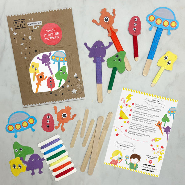 make your own space monster puppets