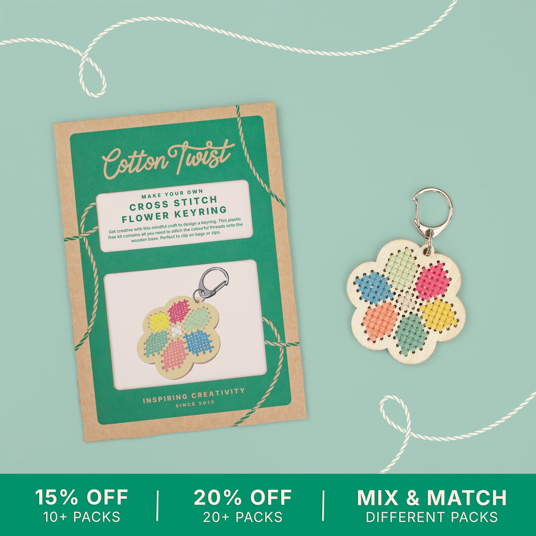Make Your Own Flower Cross Stitch Keyring Kit | Cotton Twist – CottonTwist