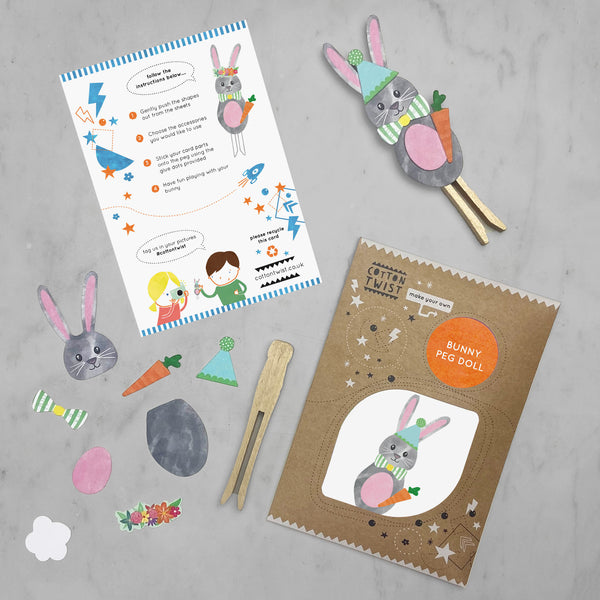 make your own bunny peg doll kit