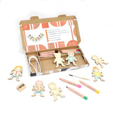 wooden 'paper dolls' garland craft kit