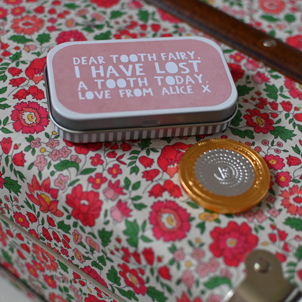 child's personalised tooth fairy tin