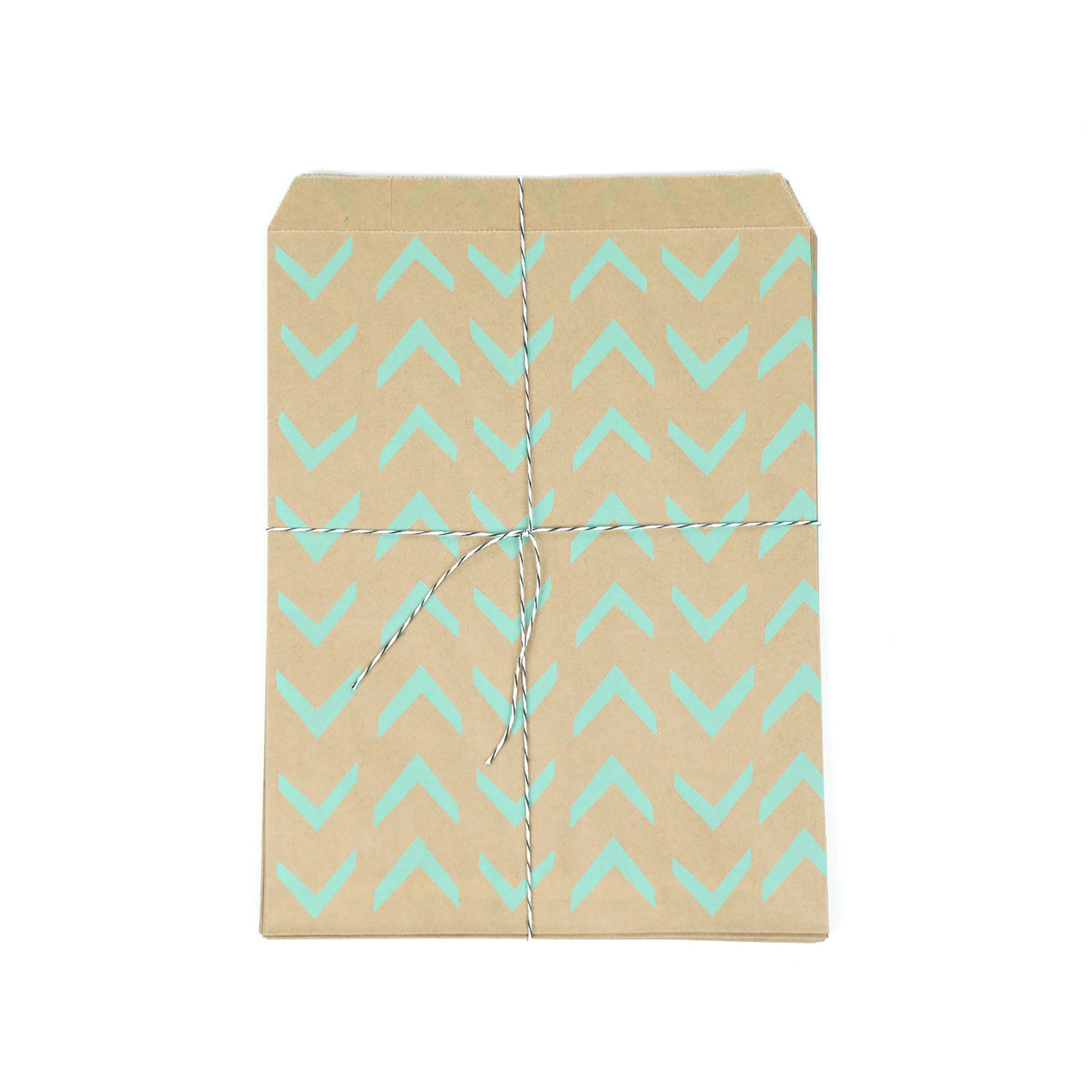 mint green retro kraft party bags with stickers
